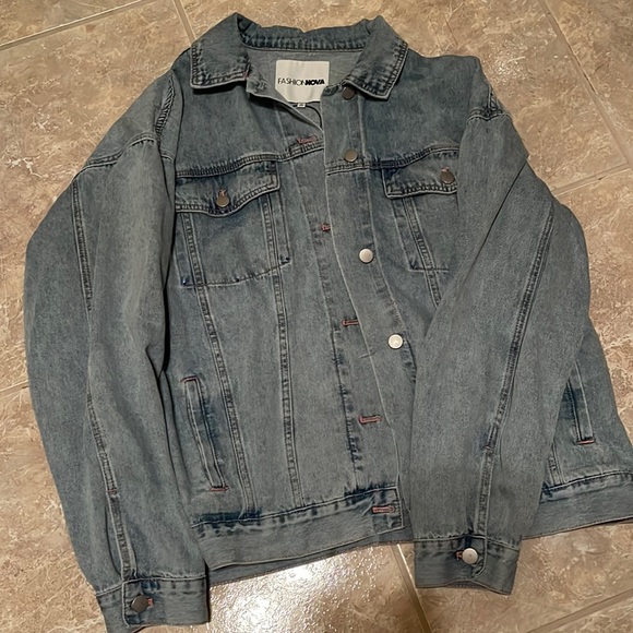 DENIM JACKET (FASHION NOVA); SIZE M; CUSTOMIZED BY SELLER INSPIRED BY T SWIFT - Picture 1 of 3